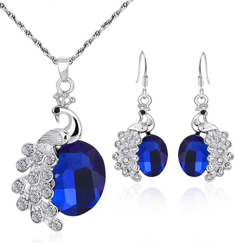 Wholesale Jewelry Drop Shape Alloy Rhinestone Jewelry Set