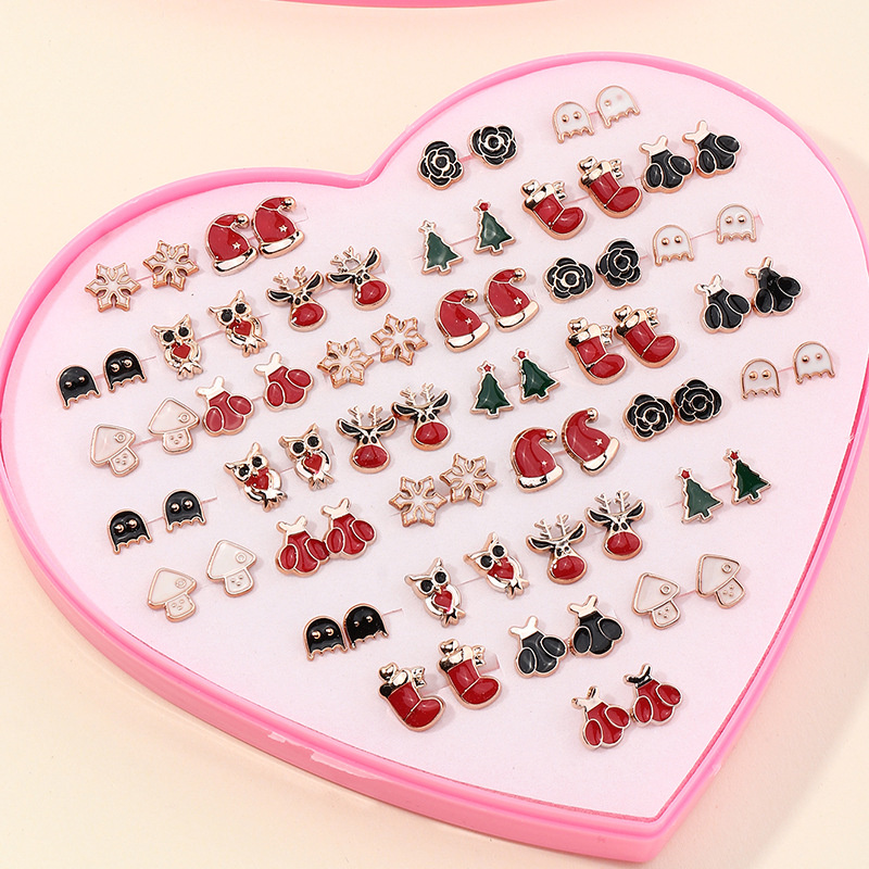 Wholesale Jewelry Cute Cartoon 36 Pairs Set Christmas Earrings