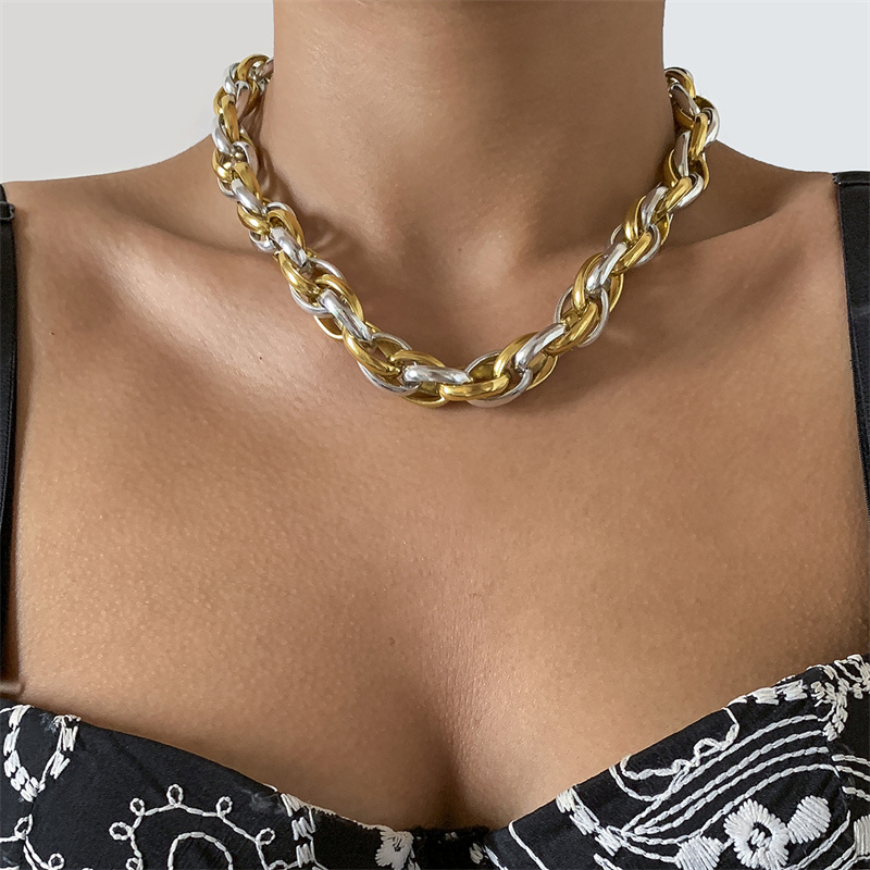Hollow Geometric Mixed Color Twist Women's Choker Chain Necklace Manufacturer