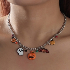 Personalized Creative Multi-element Halloween Pumpkin Ghost Bat Necklace Distributor