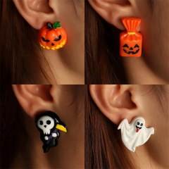 Funny Halloween Simulation Ghost Face Pumpkin Ghost Death Ghost Festival Earrings Distributor