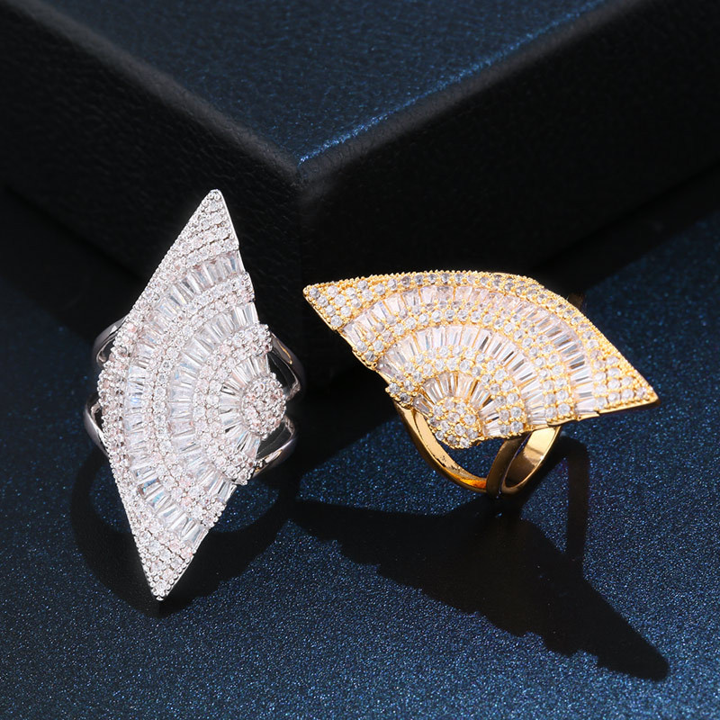 Wholesale Product Personality Exaggerated Geometric Diamond Full Diamond Ring
