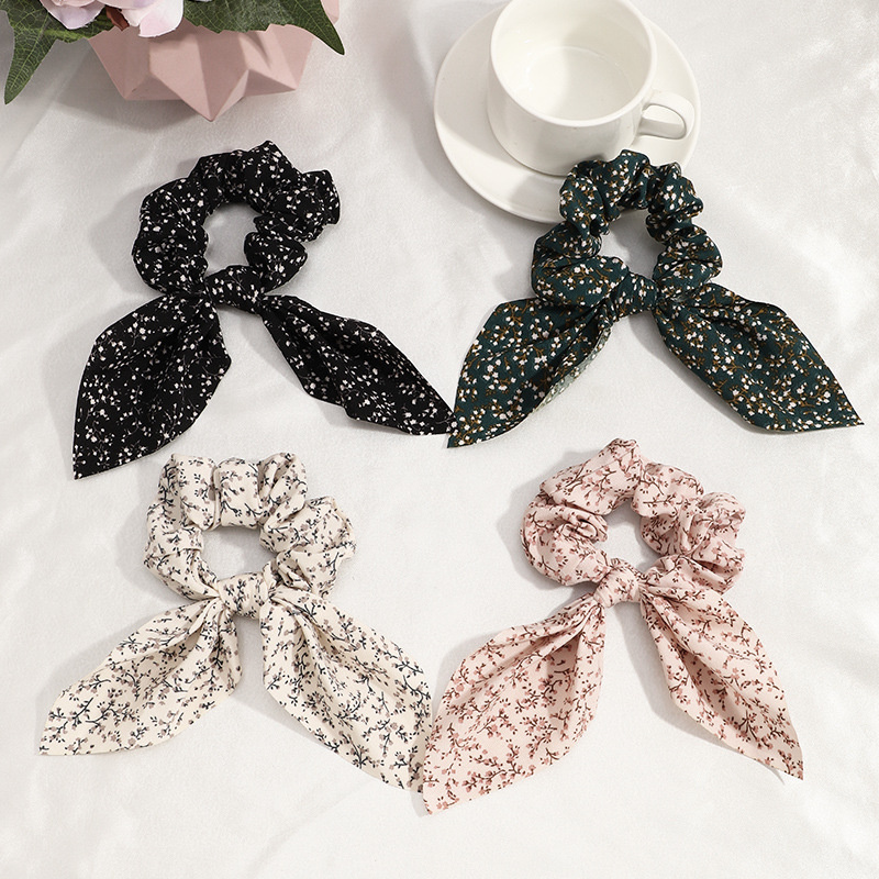 Wholesale Jewelry Korean Hair Accessories Super Fairy Temperament Floral Ribbon Bow Hair Tie