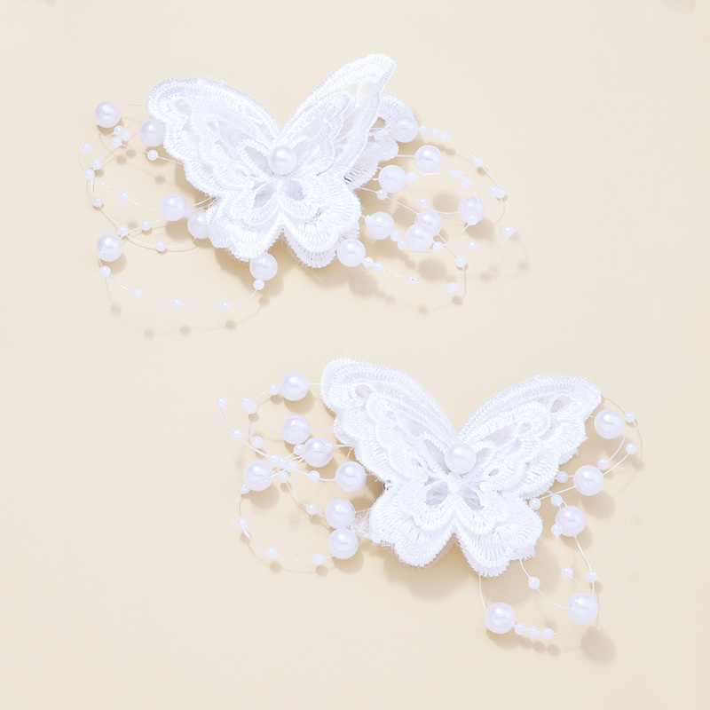 Wholesale Jewelry Children's Three-dimensional Butterfly Hairpin Pearl Net Yarn Hairpin Clip Girl Hair Accessories
