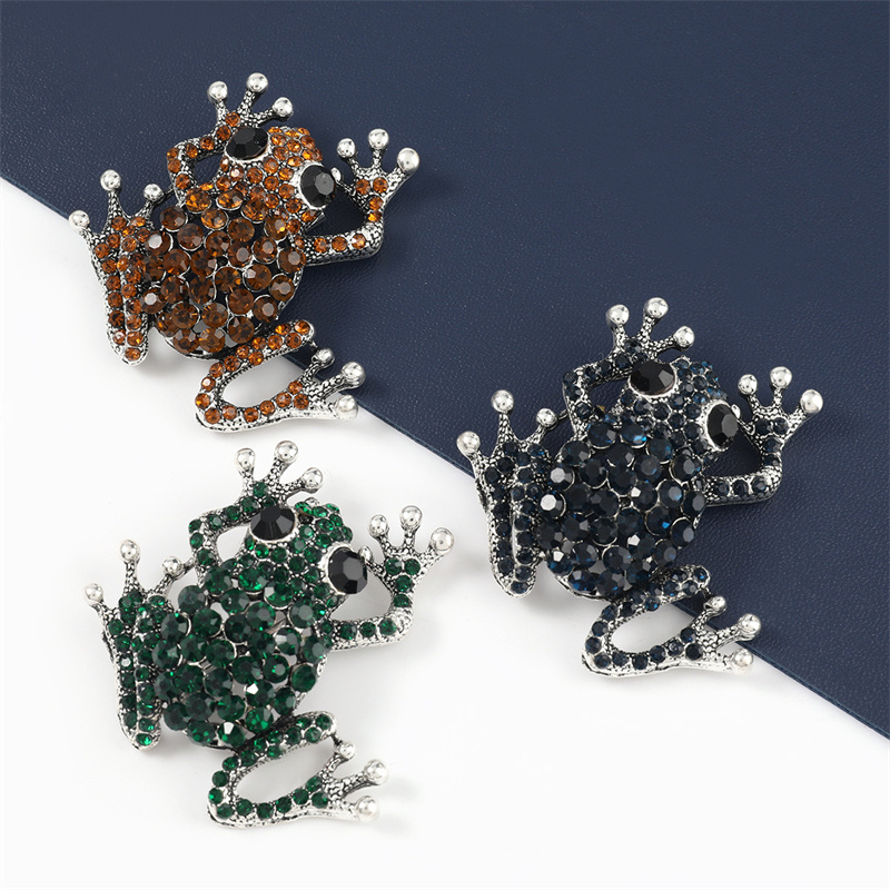 Wholesale Personalized Alloy Diamond-studded Frog Brooch Cute Brooch Popular
