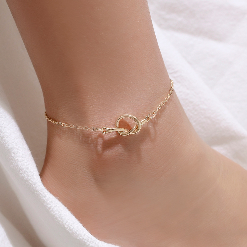 Wholesale Selling Simple Metal Knotted Ladies Anklet Fashion Trend Geometric Couple