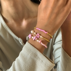 Wholesale Simple Resin Bracelet Small Daisy Imitation Pearl Set