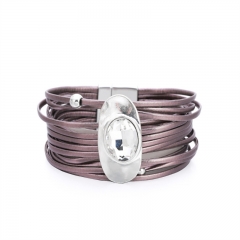 Style Bracelet Glass Diamond Alloy Multilayer Leather Distributor