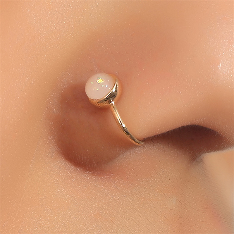 Wholesale Non-perforated Nose Clip Retro Copper Opal U-shaped False Nose Ring Vendors