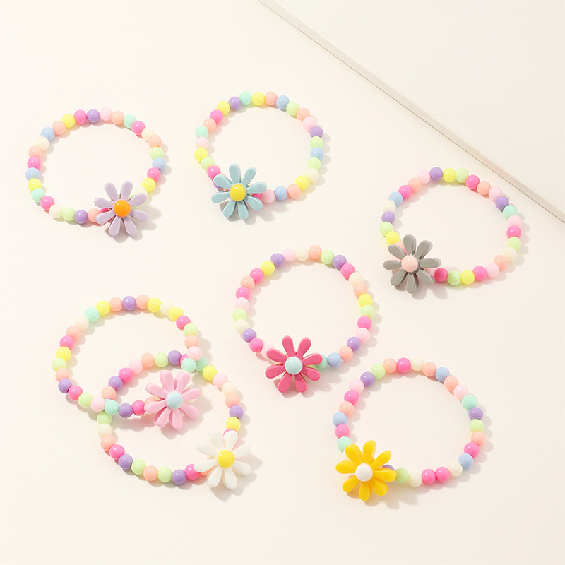 Candy Color Children's Acrylic Color Resin Bracelet Cute Flowers Distributor
