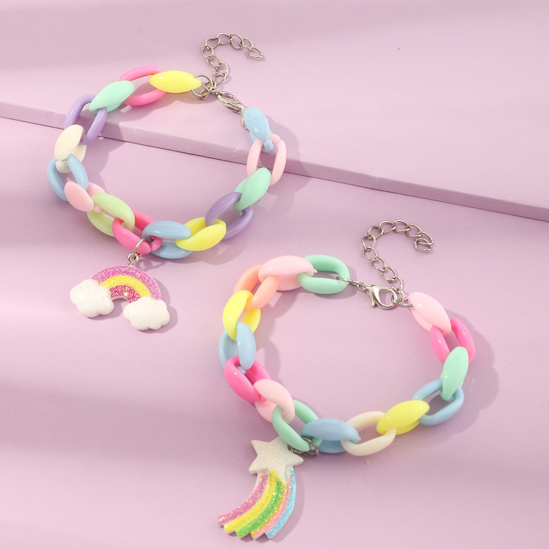Korea Cute Symphony Fudge Colorful Acrylic Rainbow Bracelet Distributor