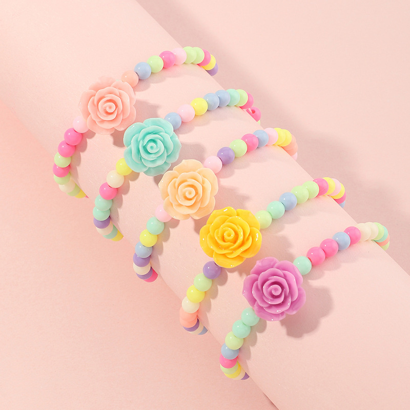Children's Bracelet Cute Cartoon Candy Color Flower Color Beads Distributor