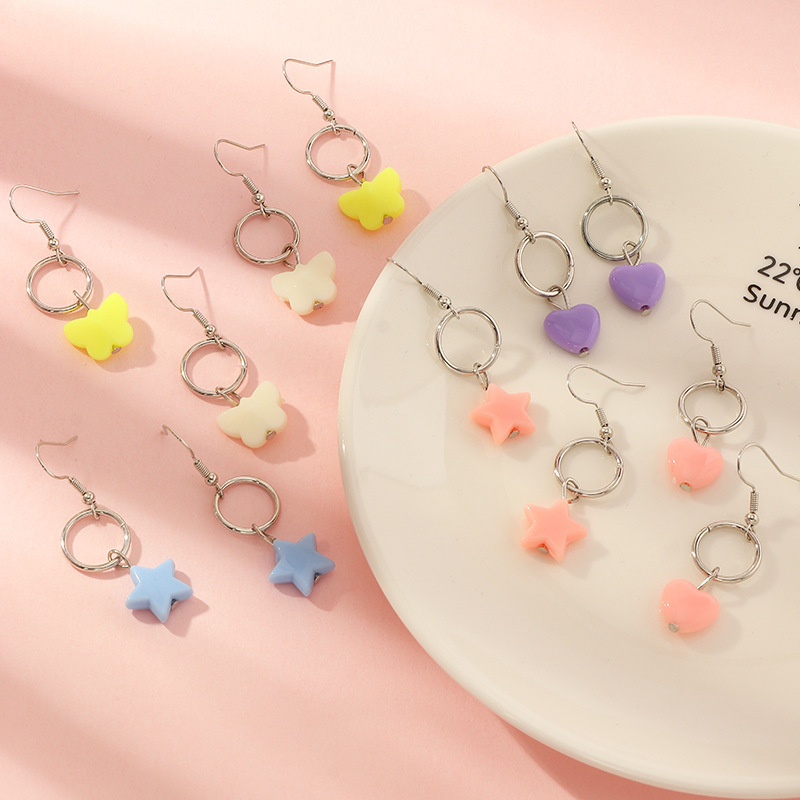 Wholesale Korean Style Children's Earrings Love Butterfly Five-pointed Star Earrings Vendors