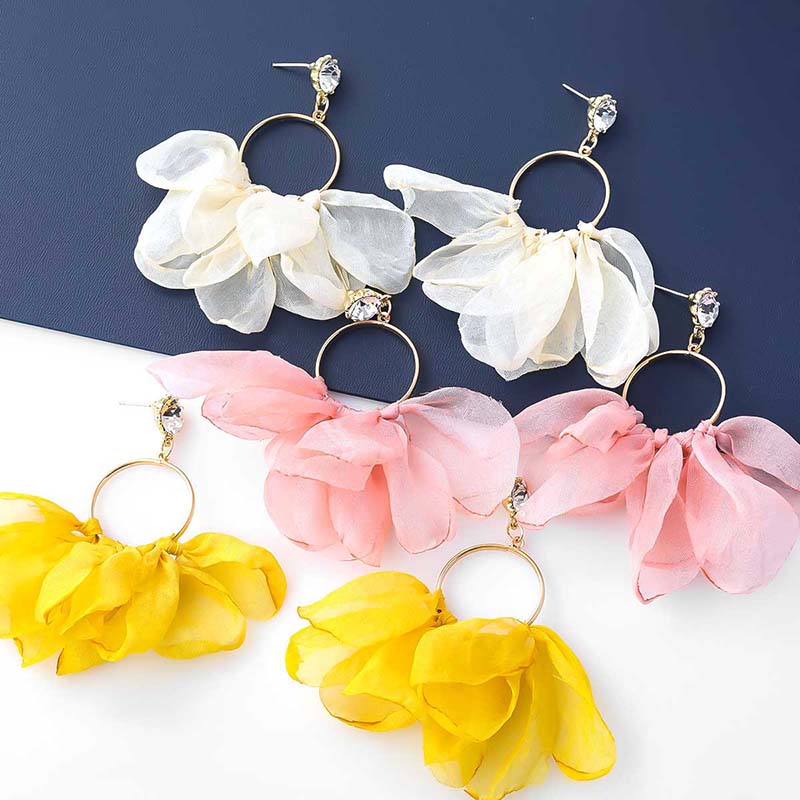 Wholesale Fashion Alloy Ring Fabric Flower Earrings Sexy Super Fairy Vendors