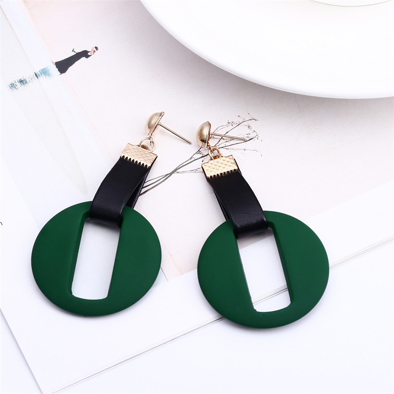 Wholesale Korean Style Fashion Geometric PU Rope Hollow Acrylic Earrings Vendors