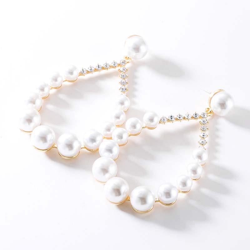 Wholesale Jewelry Drop-shaped Diamond Imitation Pearl Earrings Fashion