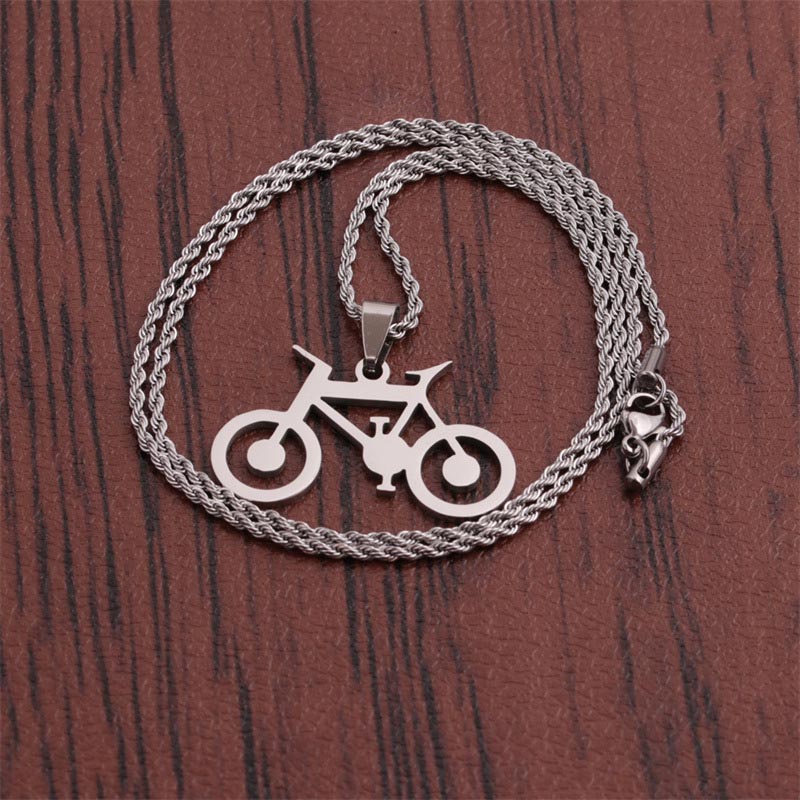 Wholesale Titanium Steel Hip Hop Bicycle Pendant Stainless Steel Necklace