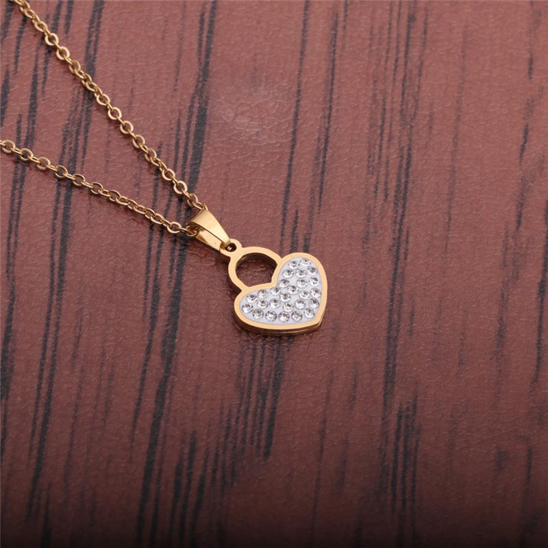 Heart-shaped Cross Titanium Steel Zircon Pendant Necklace Manufacturer