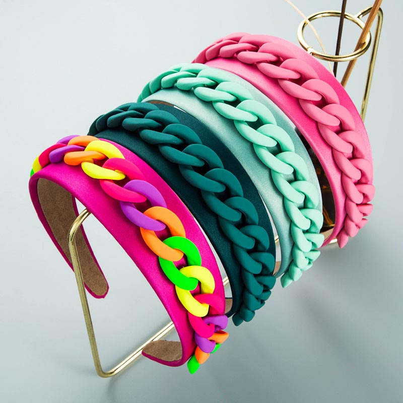 Fashion Personality Wide-brim Color Chain Headband Distributor