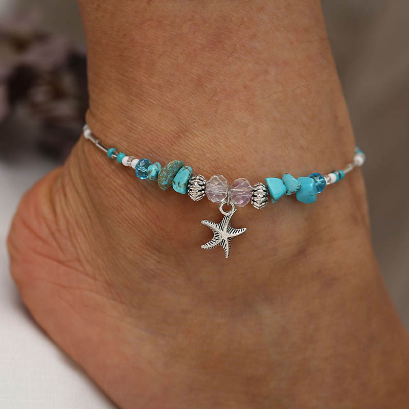 Wholesale Creative And Simple Beach Pendant Starfish Resin Retro Anklet