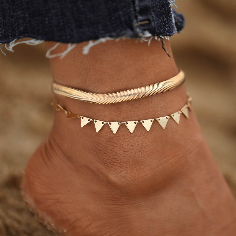 Fashion Triangle Double-layer Chain Anklet Alloy Snake Bone Distributor