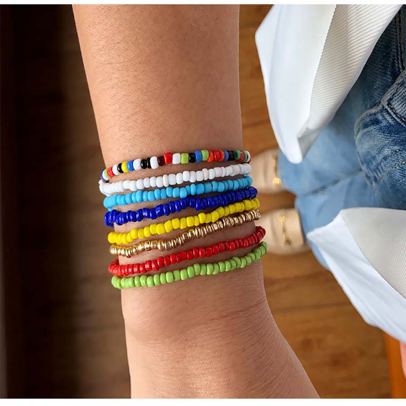Wholesale Bohemian Colorful Resin Bracelet Multi-layer Stretch Rope