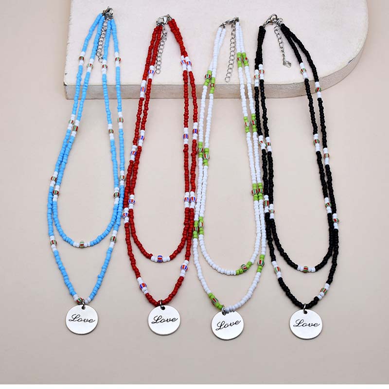 Wholesale Summer  Resin Double-layered Stacked Clavicle Chain Letter Pendant
