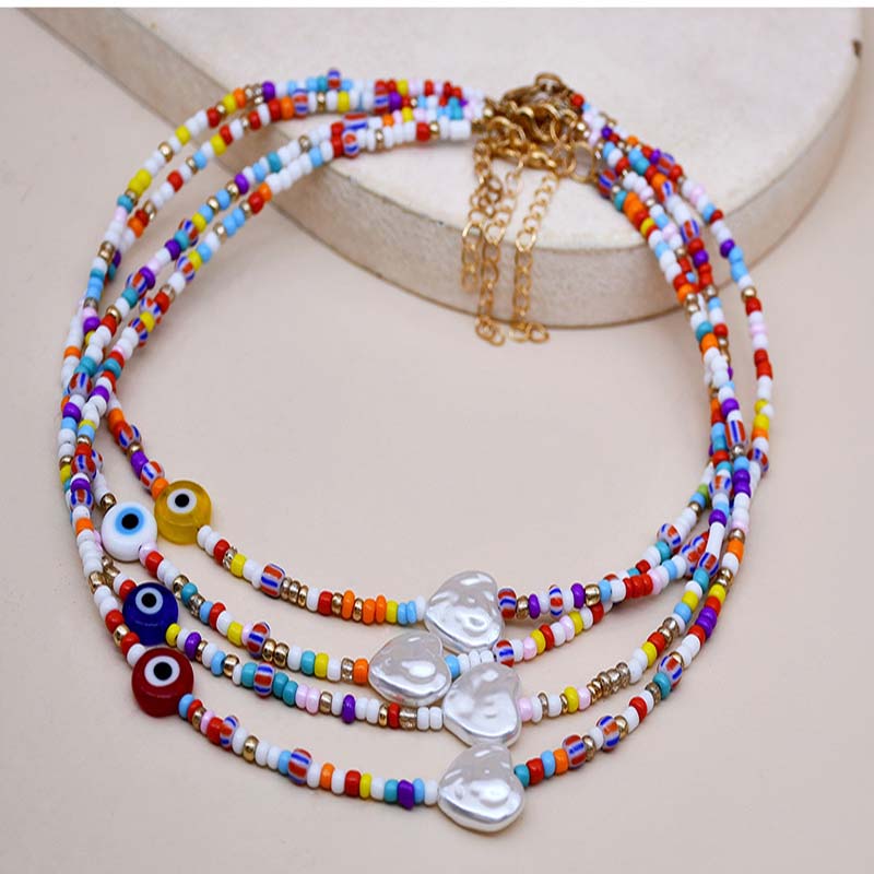Wholesale Colorful Resin Love Collarbone Chain Angel Eyes