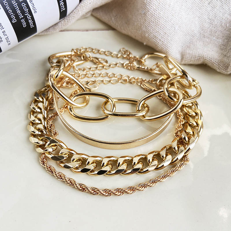 Wholesale Thick Chain Personality Creative Simple Multi-layer Bracelet Set