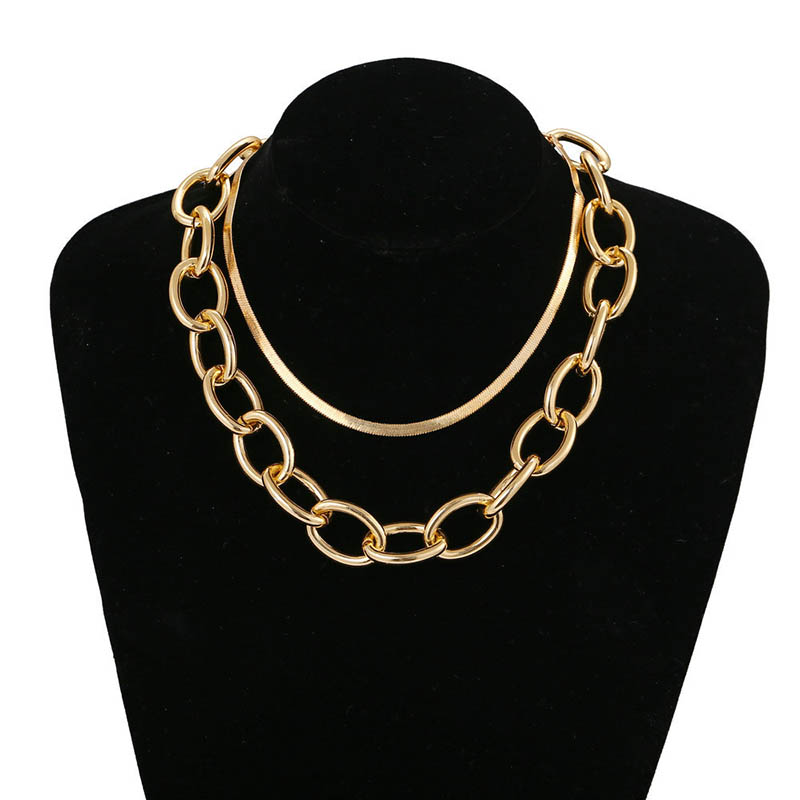 Wholesale Simple Personality Metal Chain Exaggerated Frosted Punk Short Necklace