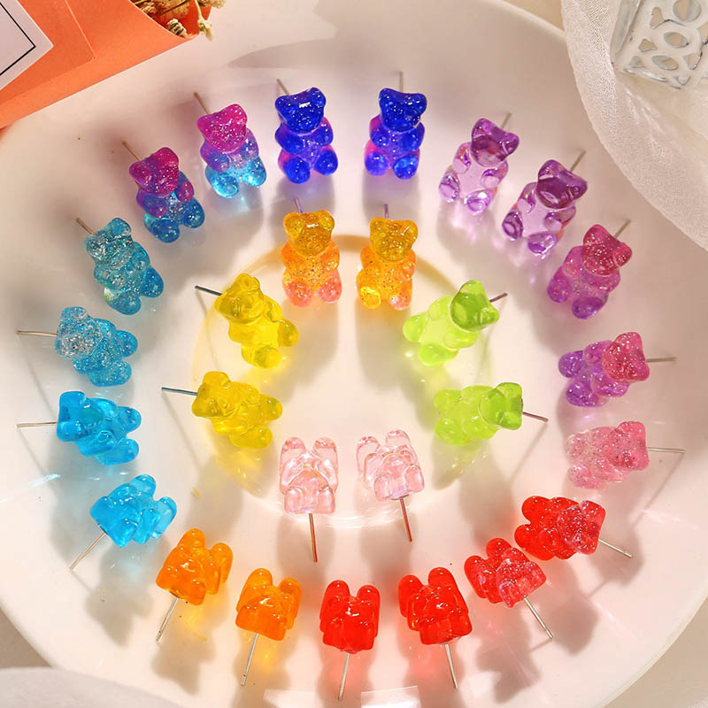 Wholesale Jelly Bear Candy Color Earrings Creative Retro Simplicity