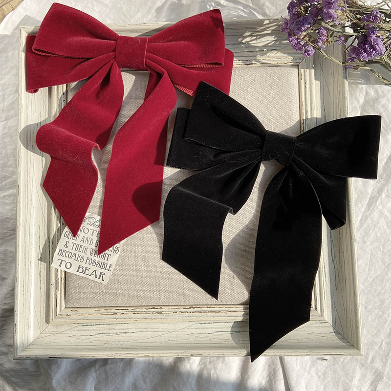 Wholesale Headdress Chinese Wine Red Bow Hairpin Sweet Hair Accessories