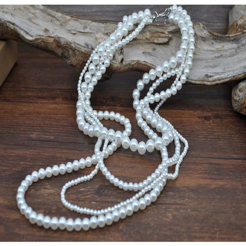 Wholesale Vintage Multi-layer Pearl Necklace Bohemian Exaggerated