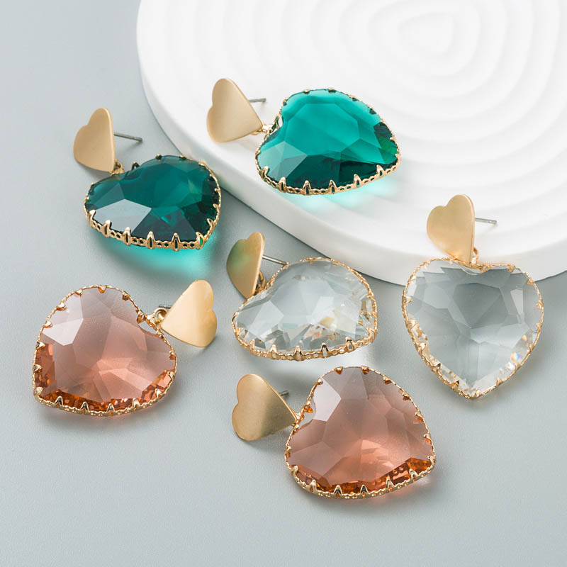 Fashion  Alloy Multi-cut Transparent Crystal Love-shaped Earrings Distributor