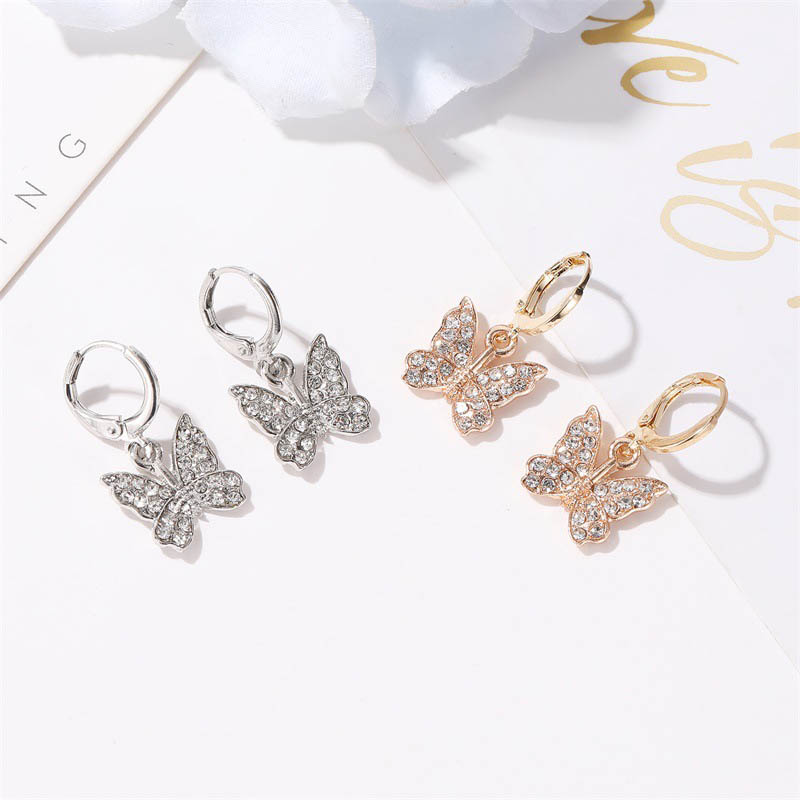 Fashion Full Of Diamonds Butterfly Earrings s Distributor