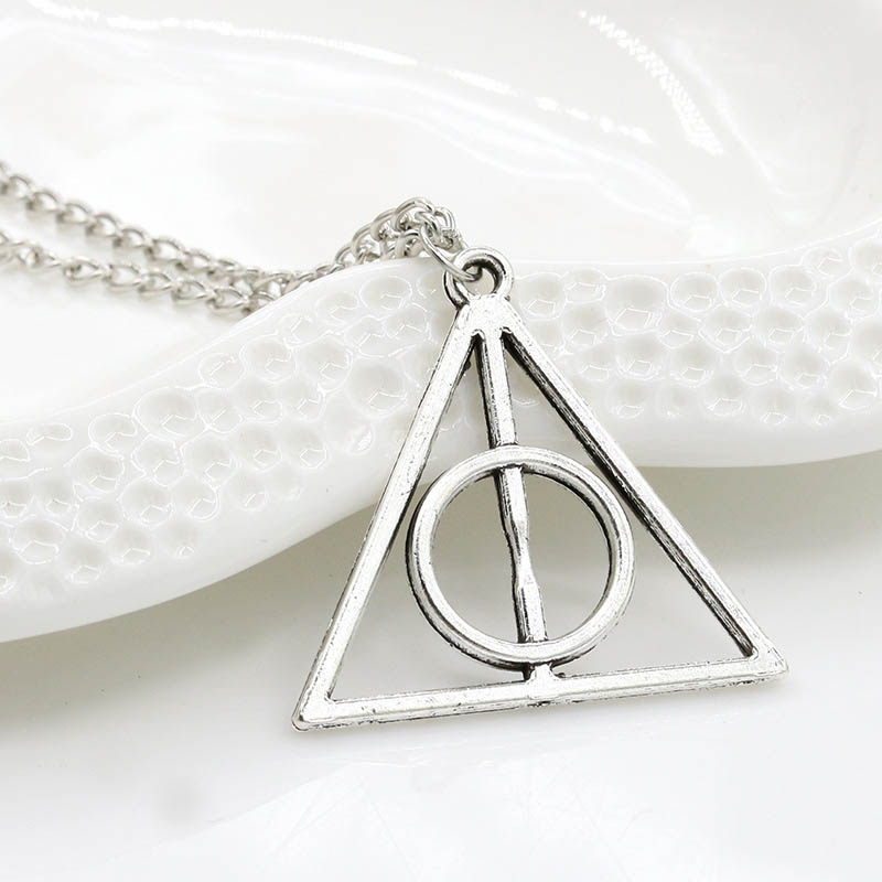 Harry Potter Necklace Luna Deathly Hallows Triangle Round Pendant Necklace Distributor