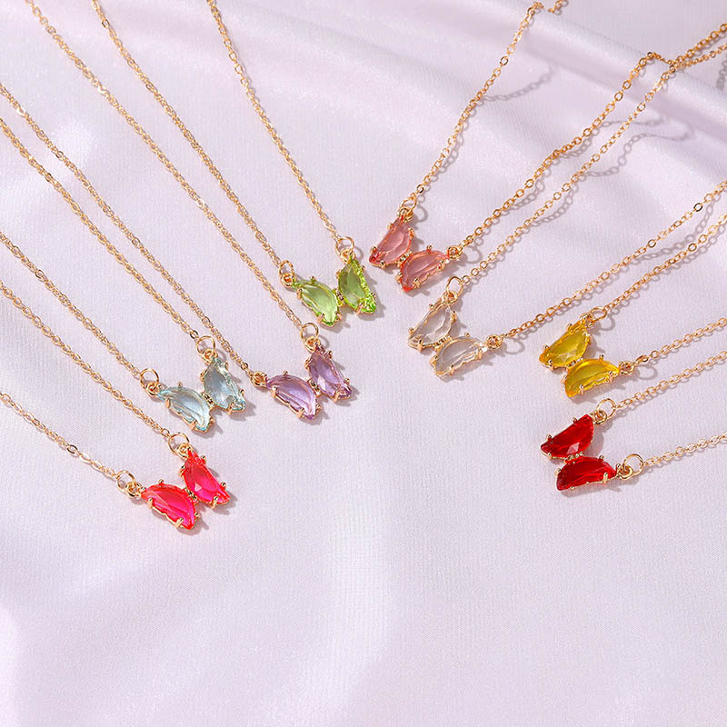 Fashion Glass Crystal Butterfly Necklace Distributor