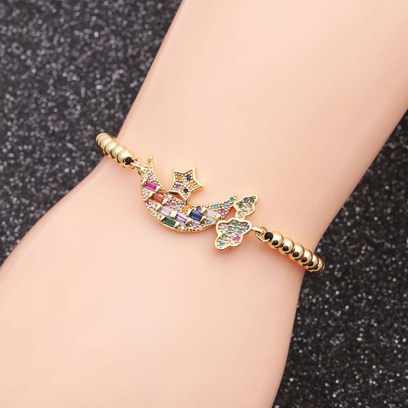 Wholesale Jewelry Copper Zirconium Pirate Ship Adjustable Bracelet Vendors