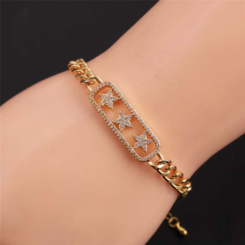 Wholesale Zircon Star Jewelry Fashion Simple Gold Plated Copper Bracelet Vendors