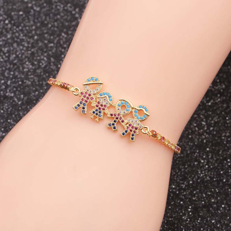 Wholesale Jewelry Copper Zircon Family Adjustable Bracelet Gift Vendors