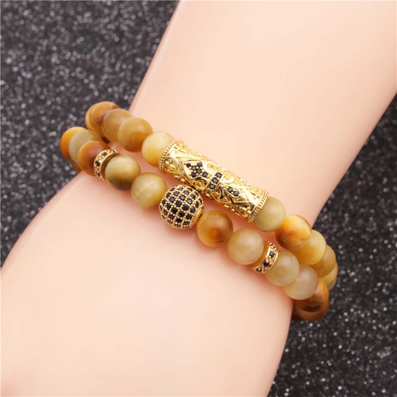 Wholesale Tiger Eye Cross Diamond Ball Beaded Bracelet Vendors