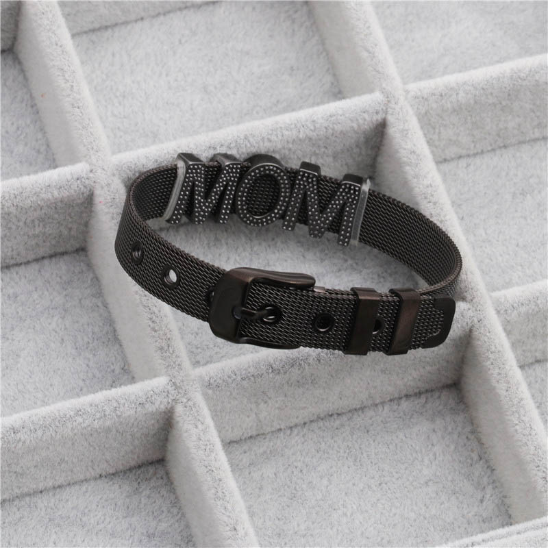 Wholesale Stainless Steel Watch Bracelet Adjustable Mesh Strap English Letters Vendors