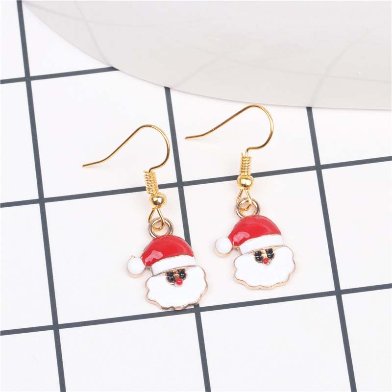 Popular Alloy Dripping Snowman Bell Santa Earrings Distributor
