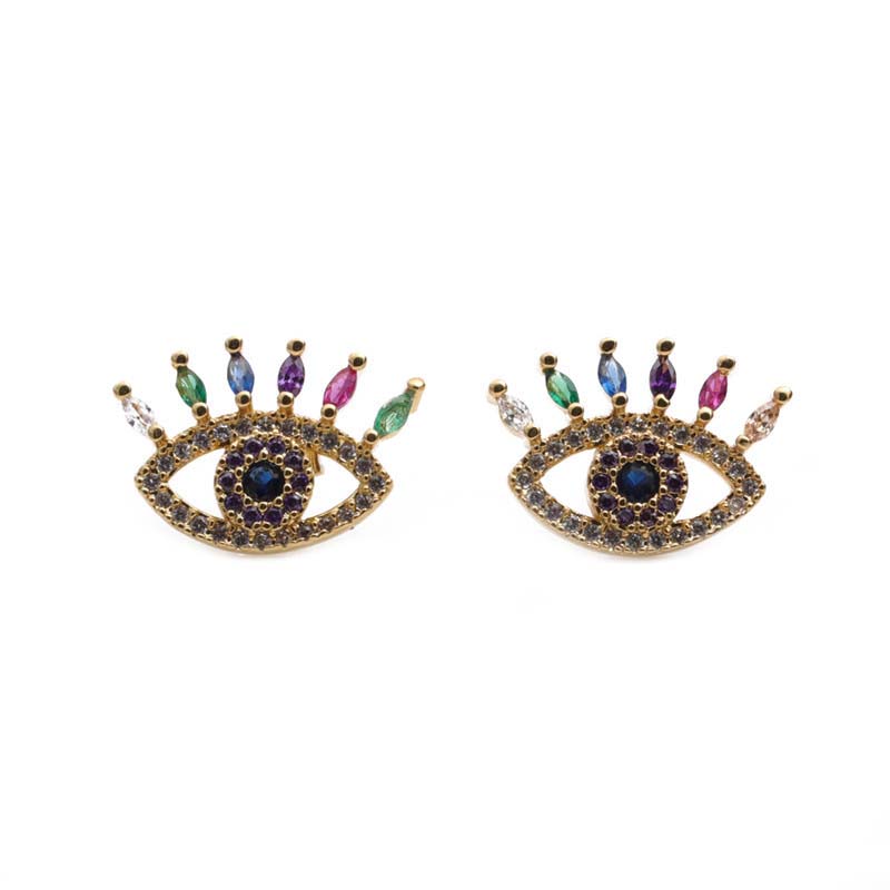 Wholesale Style Earrings Fashion Simple Golden Yellow Zircon Devil's Eye Personality Souvenir Vendors