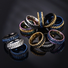 Wholesale Men's Titanium Steel Chain Rotating Ring Twelve Colors Full Color Transit Jewelry