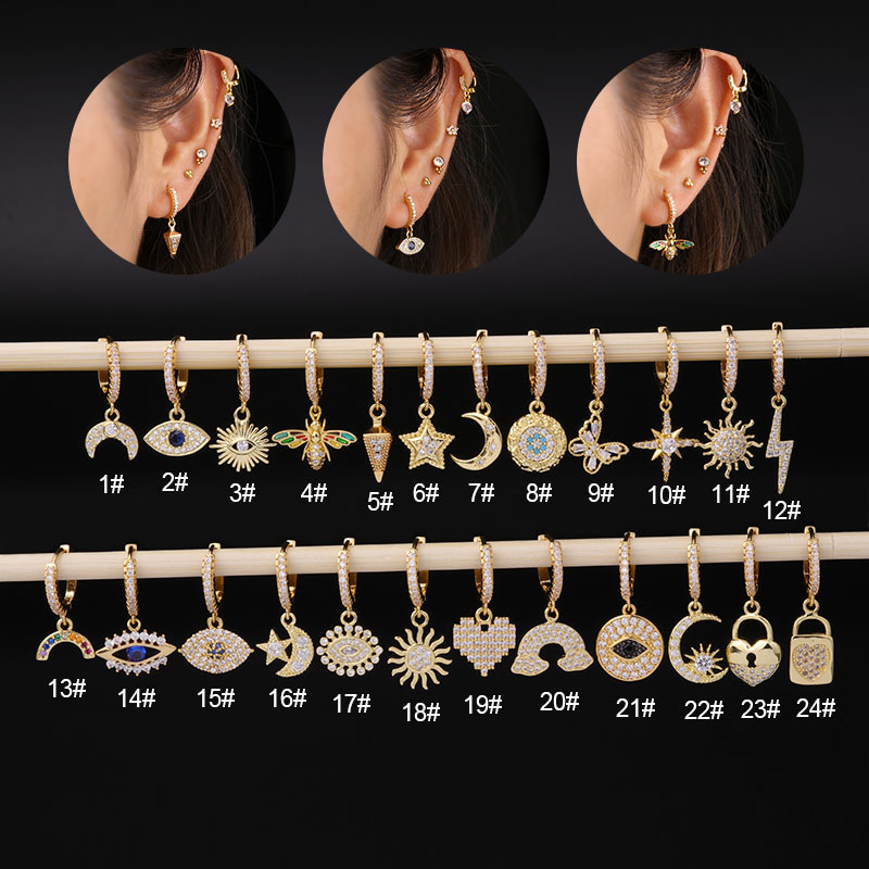 Micro-inlaid Zircon Earrings Irregular Wear Pierced Earrings Jewelry Metal Earrings Manufacturer