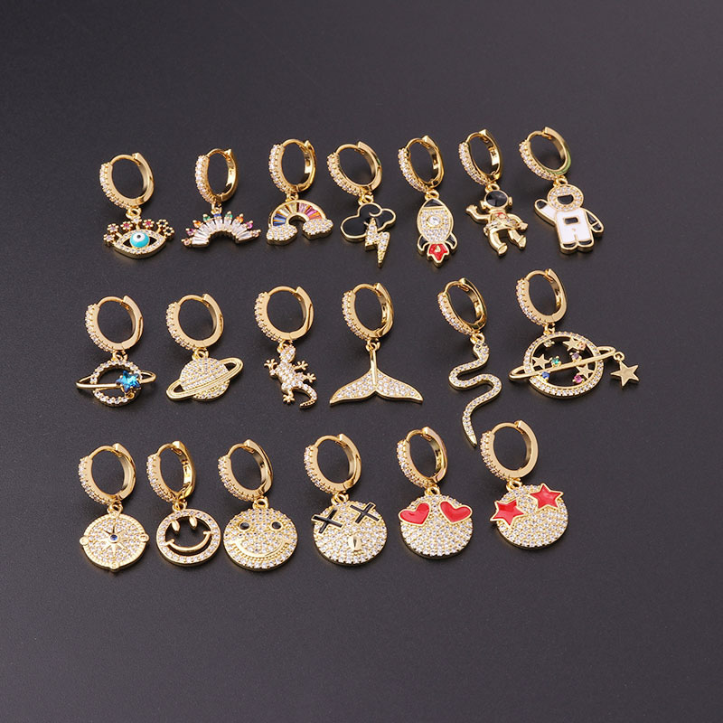 Earrings With Metal Micro-inlaid Zircon Ear Buckles Hanging Starry Sky Shape Manufacturer