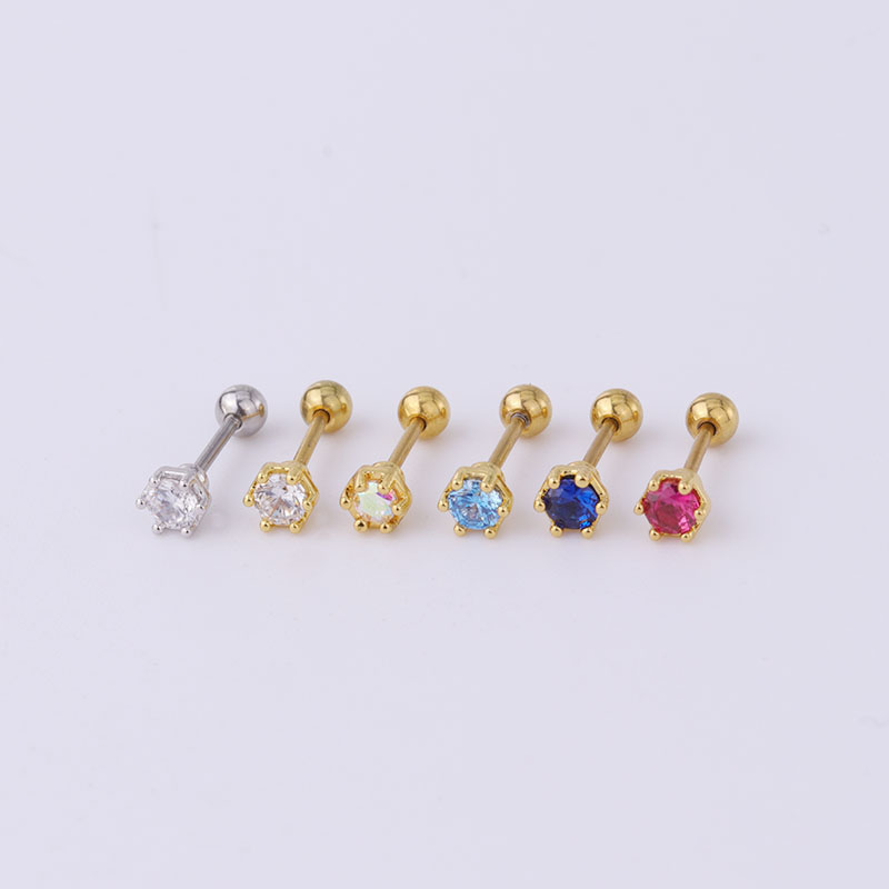 Stainless Steel Thin Rod Piercing Ear Bone Nails  Popular Color Simple Zircon Manufacturer