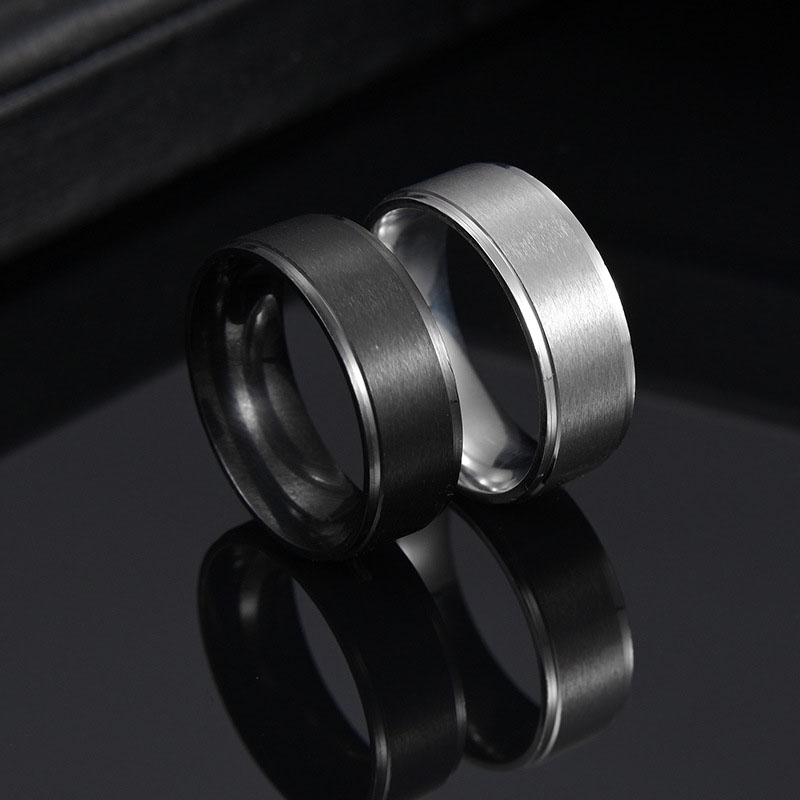 Wholesale Men's Matte Black Plated Stainless Steel Simple Fashion Ring
