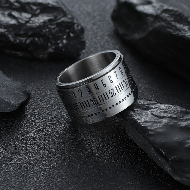 Wholesale Titanium Steel Arabic Numerals Rotatable Ring For Men